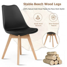 Load image into Gallery viewer, Set of 4 Dining Chair Mid Century Modern Shell PU Seat with Wooden Leg-Black