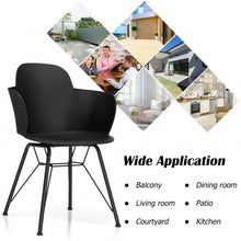 Load image into Gallery viewer, Set of 2 Metal Frame Modern Petal-Shape Plastic Dining Chair-Black