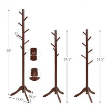 Load image into Gallery viewer, Adjustable Wooden Tree Coat Rack with 8 Hooks-Brown