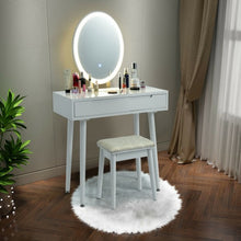 Load image into Gallery viewer, Touch Screen Vanity Makeup Table Stool Set -White