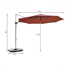 Load image into Gallery viewer, 11' Patio Offset Cantilever Umbrella 360° Rotation Aluminum Tilt-Brick Red