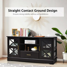 Load image into Gallery viewer, Glass Door TV Stand with Drawer Storage Shelves-Brown