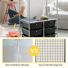 Load image into Gallery viewer, 6 Drawer Rolling Storage Cart with Hanging Bar -Black