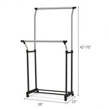 Load image into Gallery viewer, Double Rail Adjustable Clothing Garment Rack with Wheels