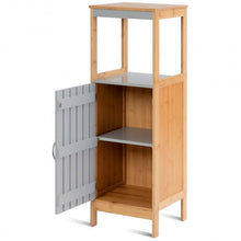 Load image into Gallery viewer, Bathroom Floor Cabinet Freestanding Single Door Bamboo 3-Tier Storage