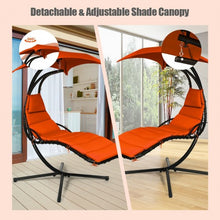 Load image into Gallery viewer, Hanging Stand Chaise Lounger Swing Chair w/ Pillow-Orange