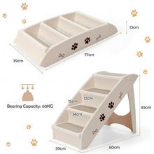 Load image into Gallery viewer, Collapsible Plastic Pet Stairs 4 Step Ladder for Small Dog and Cats-Beige