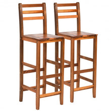 Load image into Gallery viewer, Set of 2 Ladder Back 28.5" Acacia Wood Patio Bar Stool
