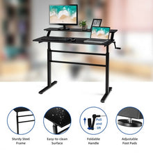Load image into Gallery viewer, Standing Desk Crank Adjustable Sit to Stand Workstation -Black