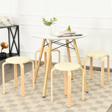 Load image into Gallery viewer, Set of 4 Bentwood Round Stool Stackable Dining Chair with Padded Seat-Beige