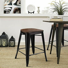 Load image into Gallery viewer, Copper Set of 2 Metal Wood Counter Chairs
