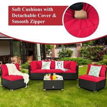 Load image into Gallery viewer, 6PCS Patio Rattan Furniture Set Cushioned Sofa Coffee Table Garden-Red