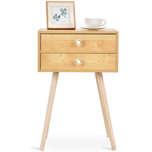 Load image into Gallery viewer, Mid Century Modern 2 Drawers Nightstand in Natural