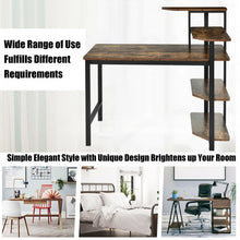 Load image into Gallery viewer, Computer Desk Writing Study Table with Storage Shelves Home Office Rustic Brown