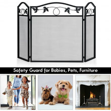 Load image into Gallery viewer, 3 Panel Foldable Steel Fireplace Screen Spark Guard Fence