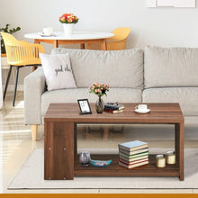 Load image into Gallery viewer, Coffee Table Sofa Side Table with Storage Shelves -Walnut