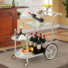 Load image into Gallery viewer, Kitchen Glass Shelves Metal Frame Serving Rolling Cart