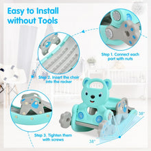 Load image into Gallery viewer, 4-in-1 Toddler Slide and Rocking Horse Playset with Basketball Hoop-Blue