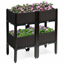Load image into Gallery viewer, Set of 4 Elevated Flower Vegetable Herb Grow Planter Box-Brown