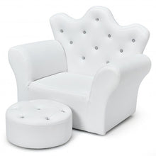 Load image into Gallery viewer, Children Upholstered Princess Sofa with Ottoman and Diamond Decoration for Boys and Girls-White