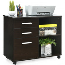 Load image into Gallery viewer, 3-Drawer Mobile Lateral File Cabinet Printer Stand-Espresso