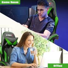 Load image into Gallery viewer, Gaming Chair Reclining Swivel with Massage Lumbar Support -Green