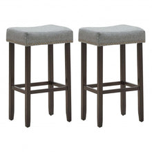 Load image into Gallery viewer, Set of 2 Nailhead Saddle Bar Stools 29" Height