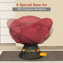 Load image into Gallery viewer, Rattan Papasan Chair Ergonomic 360-degree Swivel Soft Cushion Garden-Burgundy