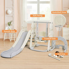 Load image into Gallery viewer, 6 in 1 Slide and Swing Set with Ball Games for Toddlers-White