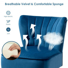 Load image into Gallery viewer, Armless Accent Chair Tufted Velvet Leisure Chair-Blue