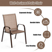 Load image into Gallery viewer, 2 PCS Patio Chairs Outdoor Dining Chair with Armrest-Brown