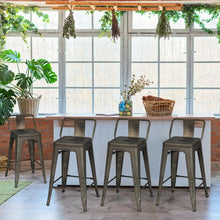 Load image into Gallery viewer, 24" Set of 4 Low Back Metal Counter Stool Stools-Gun