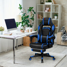 Load image into Gallery viewer, Massage Gaming Chair with Footrest and Lumbar Support