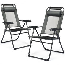 Load image into Gallery viewer, 2 PCS Patio Adjustable Folding Recliner Chairs-Gray