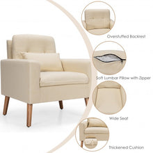 Load image into Gallery viewer, Accent Chair Cushioned Linen Armchair with Waist Pillow Sofa Chair-Beige