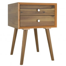 Load image into Gallery viewer, Wooden Nightstand Mid-Century End Side Table with 2 Storage Drawers-Natural