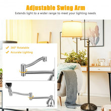 Load image into Gallery viewer, Swing Arm LED Floor Lamp with Hanging Fabric Shade