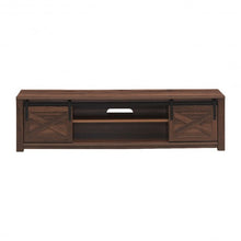 Load image into Gallery viewer, 65" Flat Sliding Barn Door TV Stand-Brown