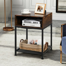 Load image into Gallery viewer, Industrial Nightstand End Side Table with Mesh Shelf