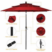 Load image into Gallery viewer, 10ft 3 Tier Patio Umbrella Aluminum Sunshade Shelter Double Vented-Burgundy