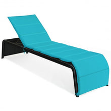 Load image into Gallery viewer, Patio Rattan Lounge Chair Back Adjustable Chaise Recliner w/Cushioned-Turquoise