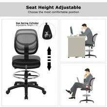 Load image into Gallery viewer, Adjustable Height Mid Back Mesh Drafting Office Chair