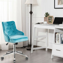 Load image into Gallery viewer, Tufted Upholstered Swivel Computer Desk Chair with Nailed Tri-Turquoise