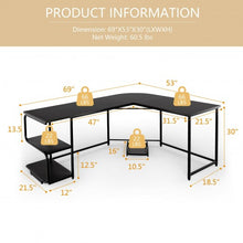 Load image into Gallery viewer, Reversible L-Shaped Computer Study Table with Shelves-Black