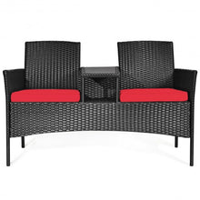 Load image into Gallery viewer, Patio Rattan Conversation Set Seat Sofa-Red