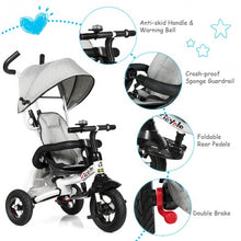 Load image into Gallery viewer, 6-In-1 Kids Baby Stroller Tricycle Detachable Learning Toy Bike-Gray