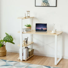 Load image into Gallery viewer, Reversible Computer Desk Study Table Home Office w/Adjustable Bookshelf-Natural