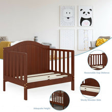 Load image into Gallery viewer, 2-in-1 Convertible Wooden Toddler Bed with Guardrails-Brown