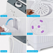 Load image into Gallery viewer, Portable Semi-automatic Washing Machine with Built-in Drain Pump-Gray