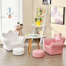 Load image into Gallery viewer, Children Upholstered Princess Sofa with Ottoman and Diamond Decoration for Boys and Girls-White